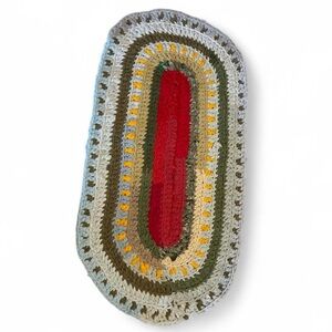 Handmade Multicolor Crocheted T-Shirt Yarn Scrappy Oval Accent Rug Door Mat